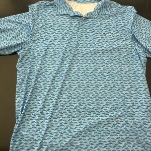 Vineyard Vines Blue Polo Shirt with Textured Knit